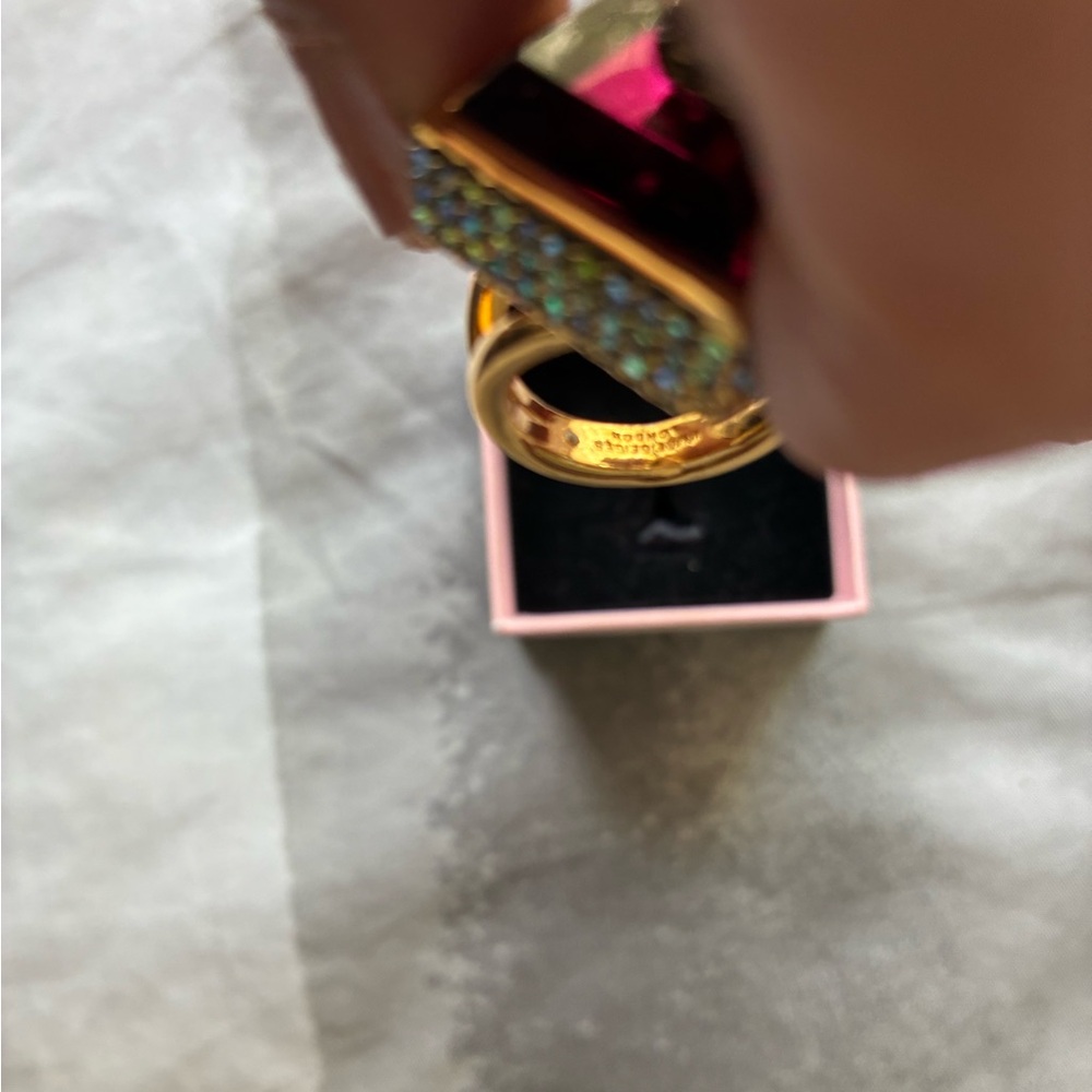 Kurt Geiger Pink and Gold Ring, size small 5-5.5 - Picture 11 of 13
